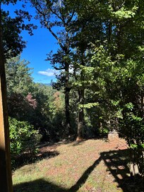View sipping coffee from swing