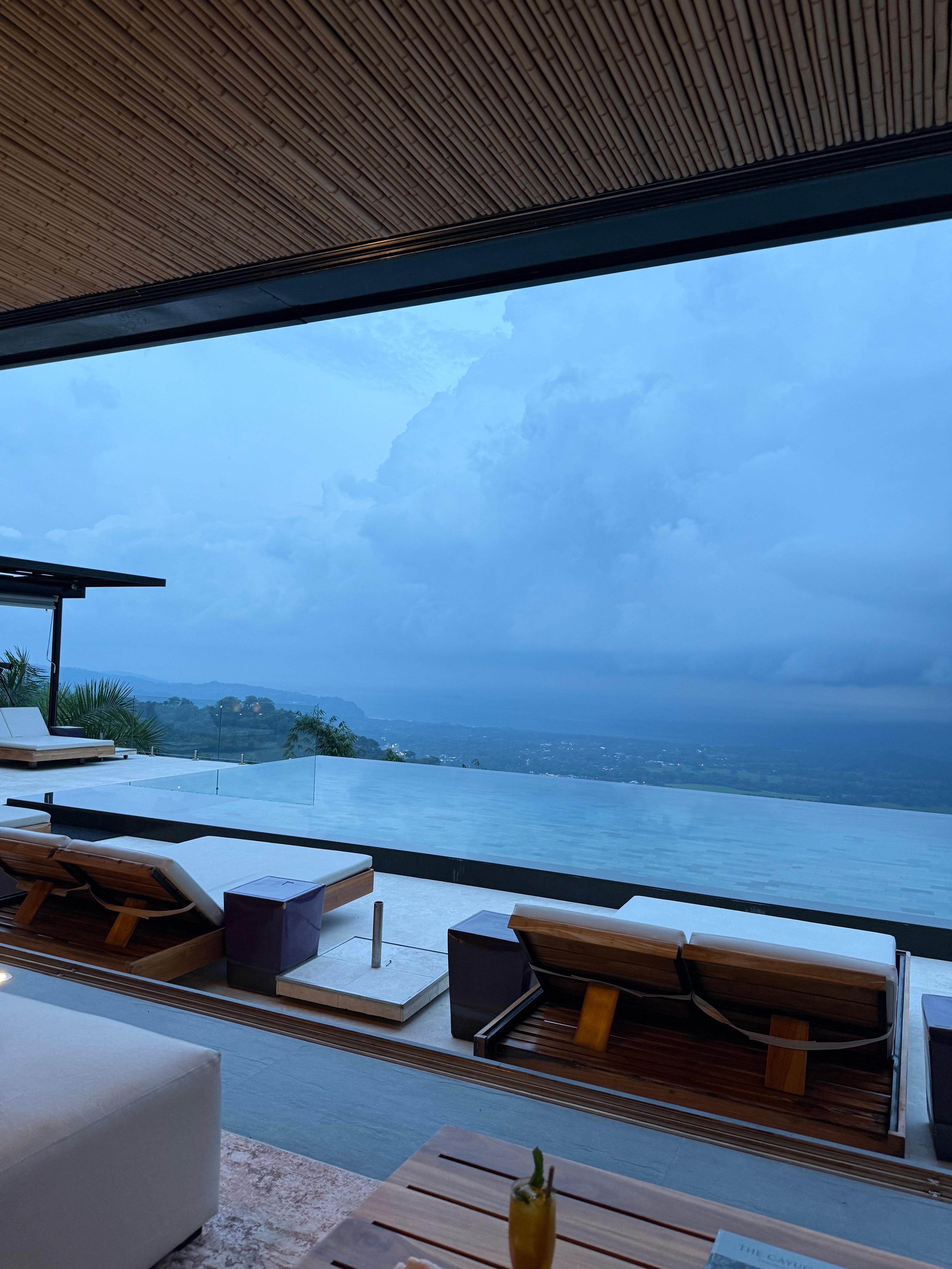 The pool view from the dining area.