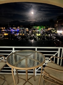 Moonlit night overlooking the harbor from the porch.