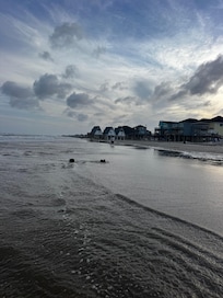 right on the beach 4 minute walk from the house.
