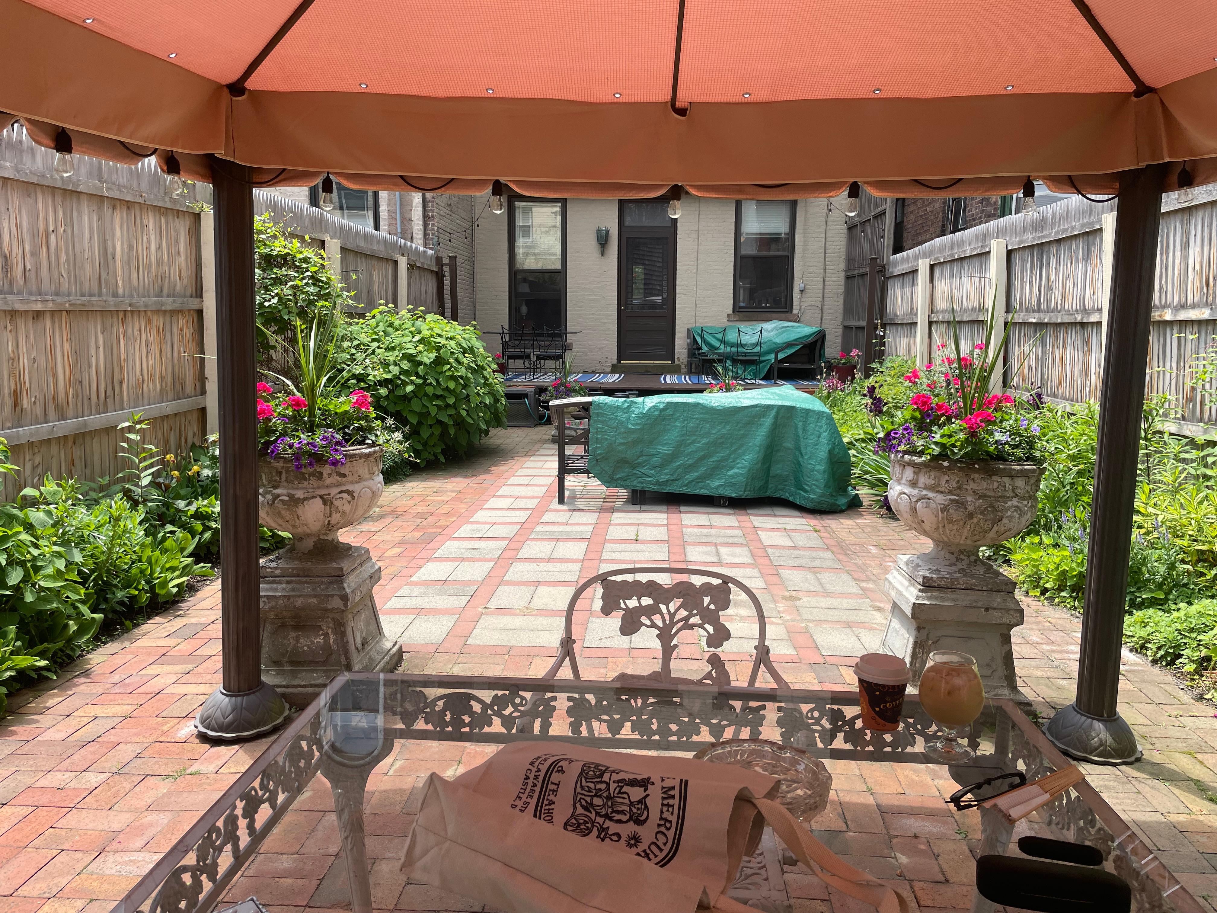 Getting the lawn furniture prepped for rain