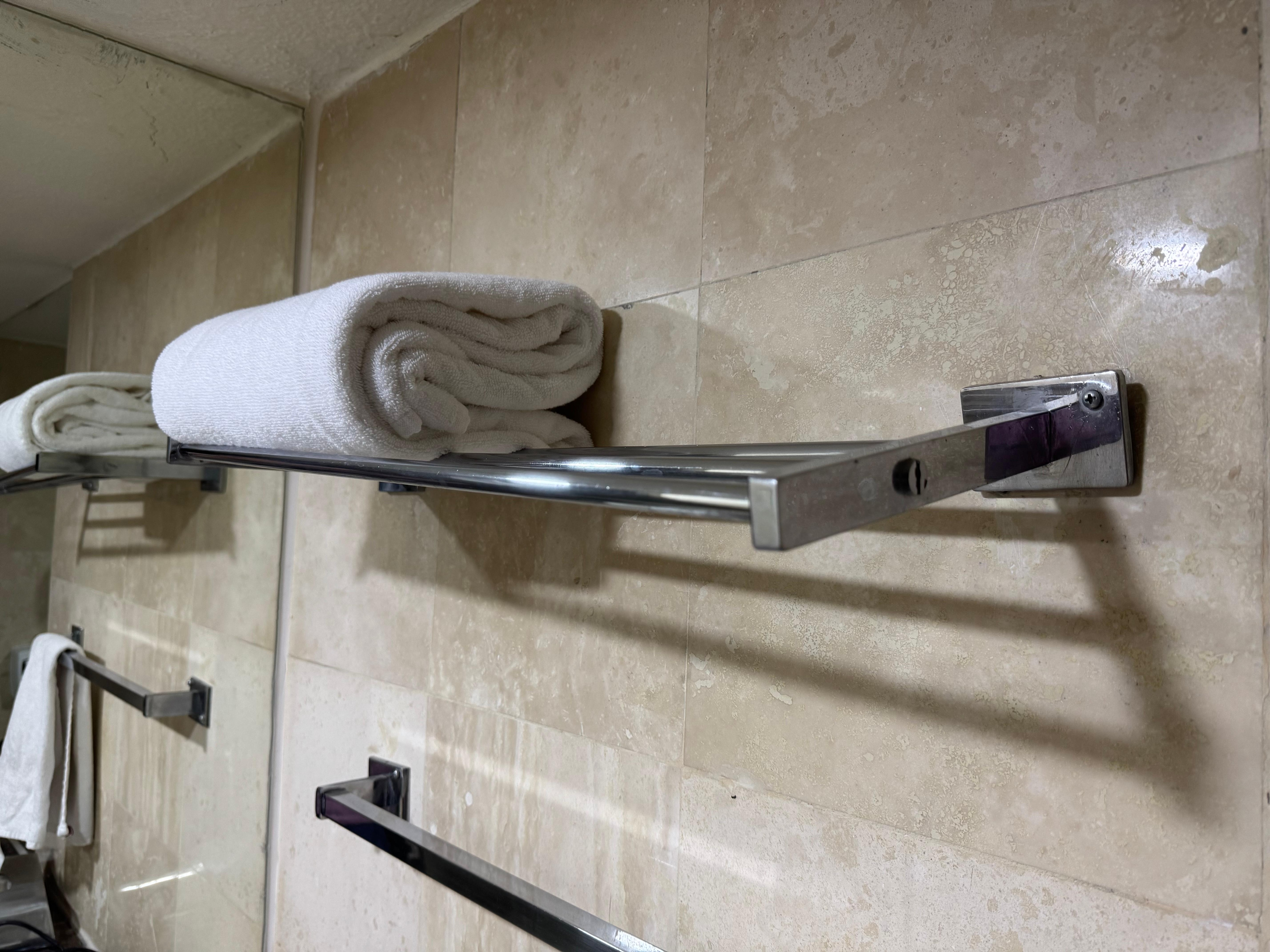 Towel holder was falling.