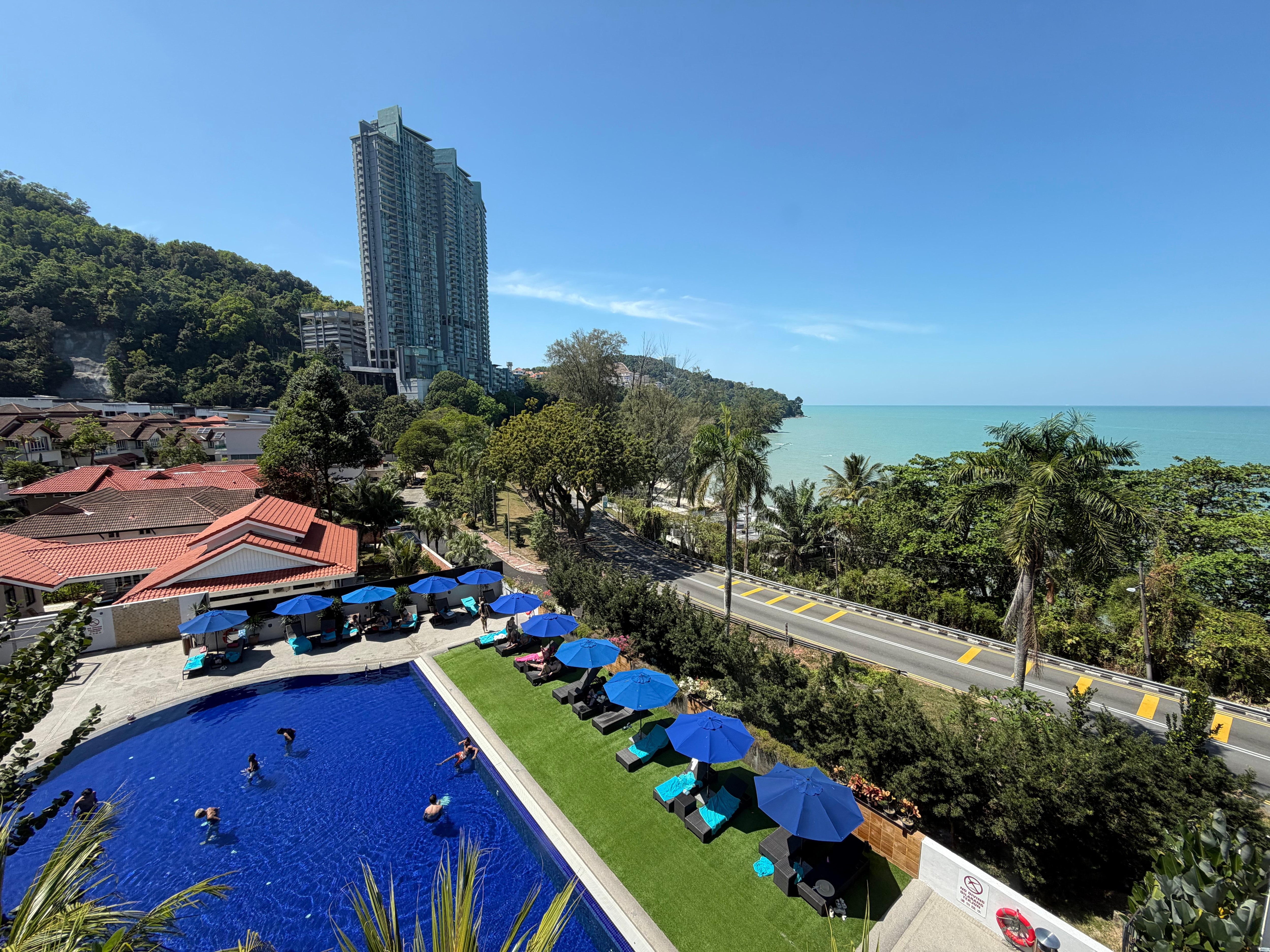 View from treadmill in hotel gym