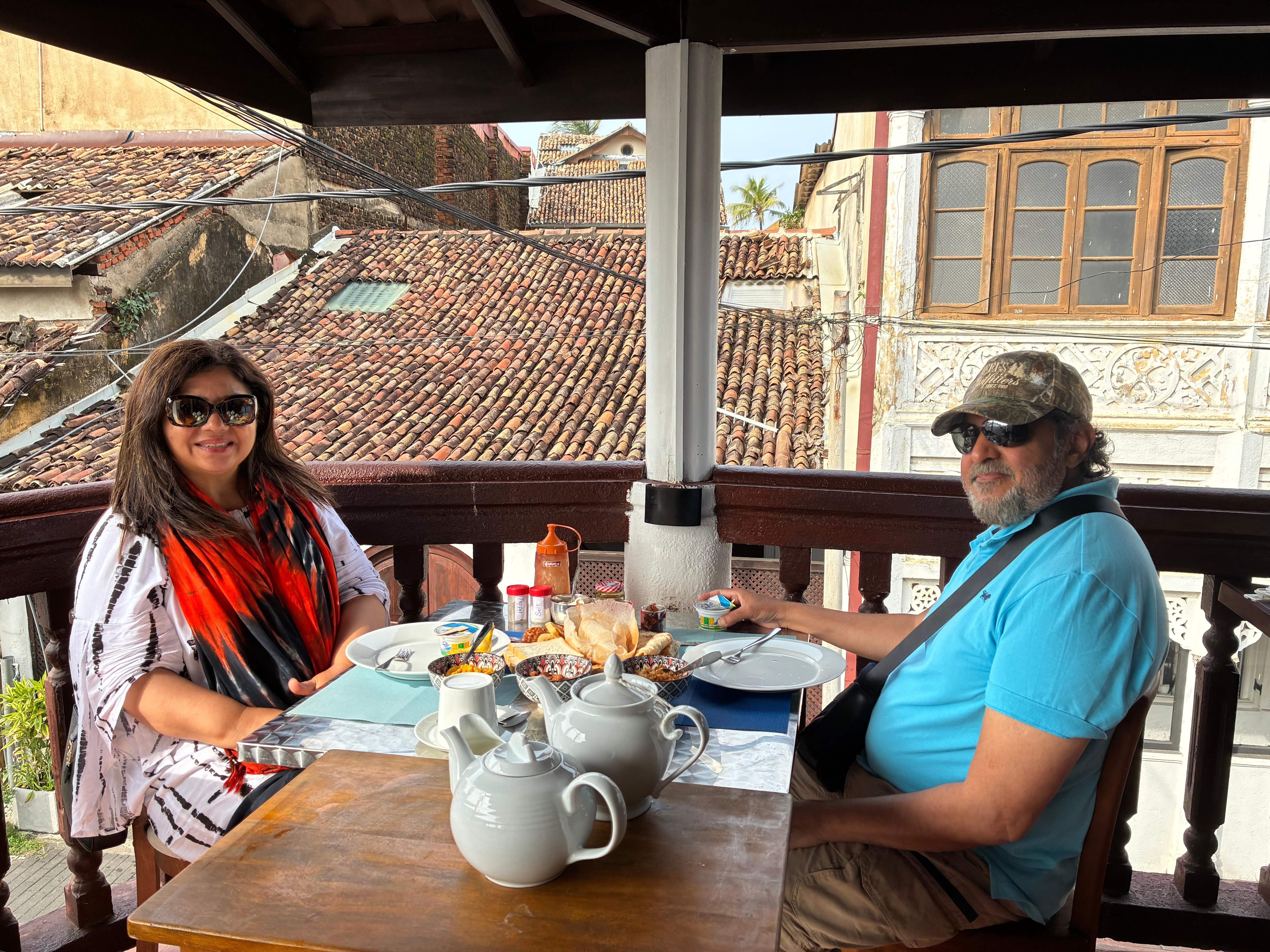 Enjoying generous breakfast