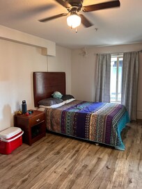 Bedding was NOTHING like they advertised. Note our cooler and their LACK of a mini fridge.