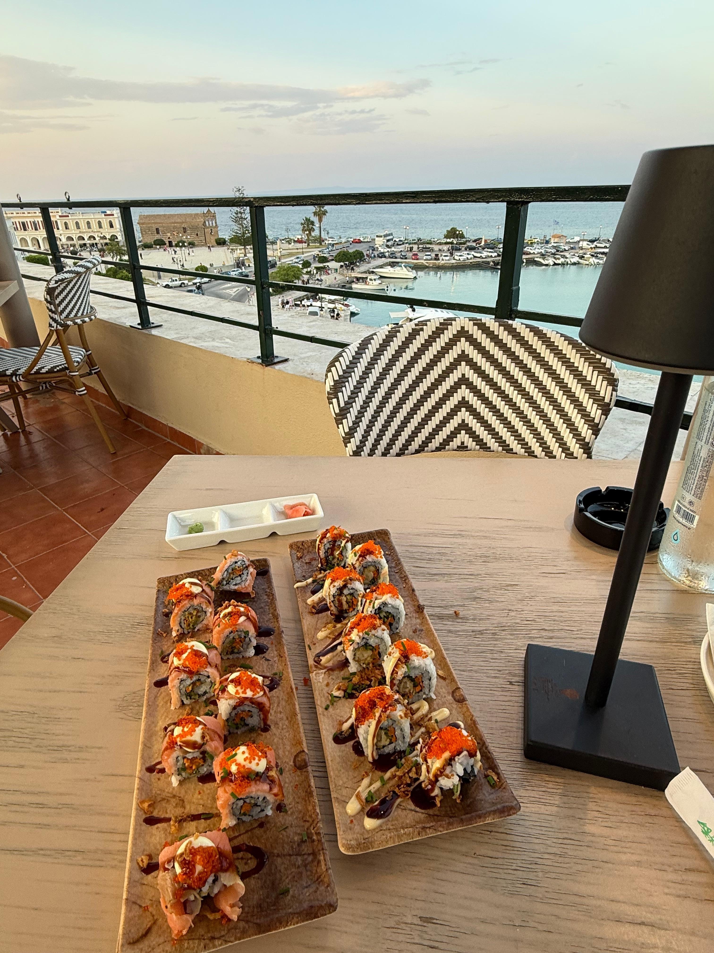 Sushi at the rooftop restaurant