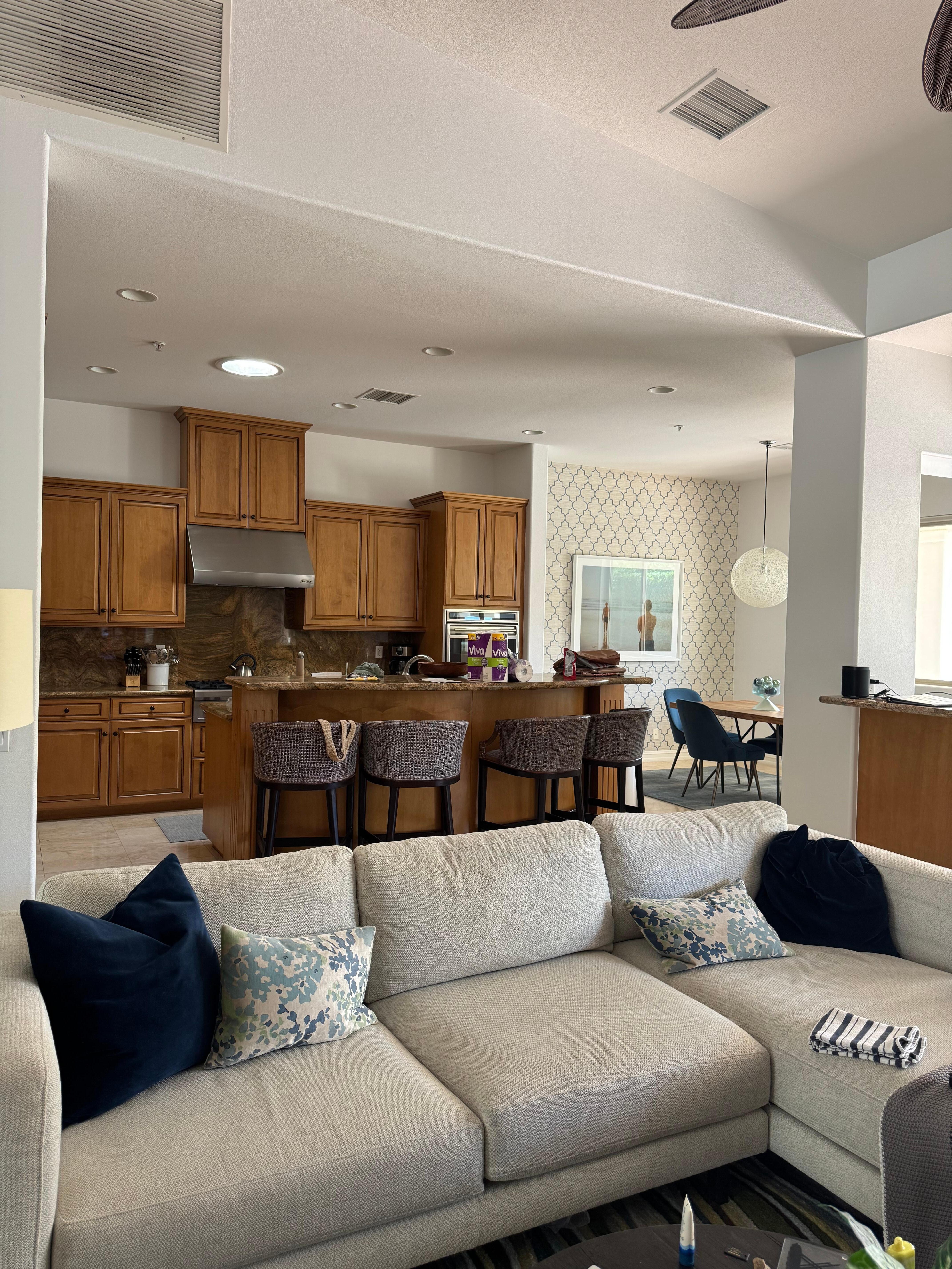 Family room and kitchen.