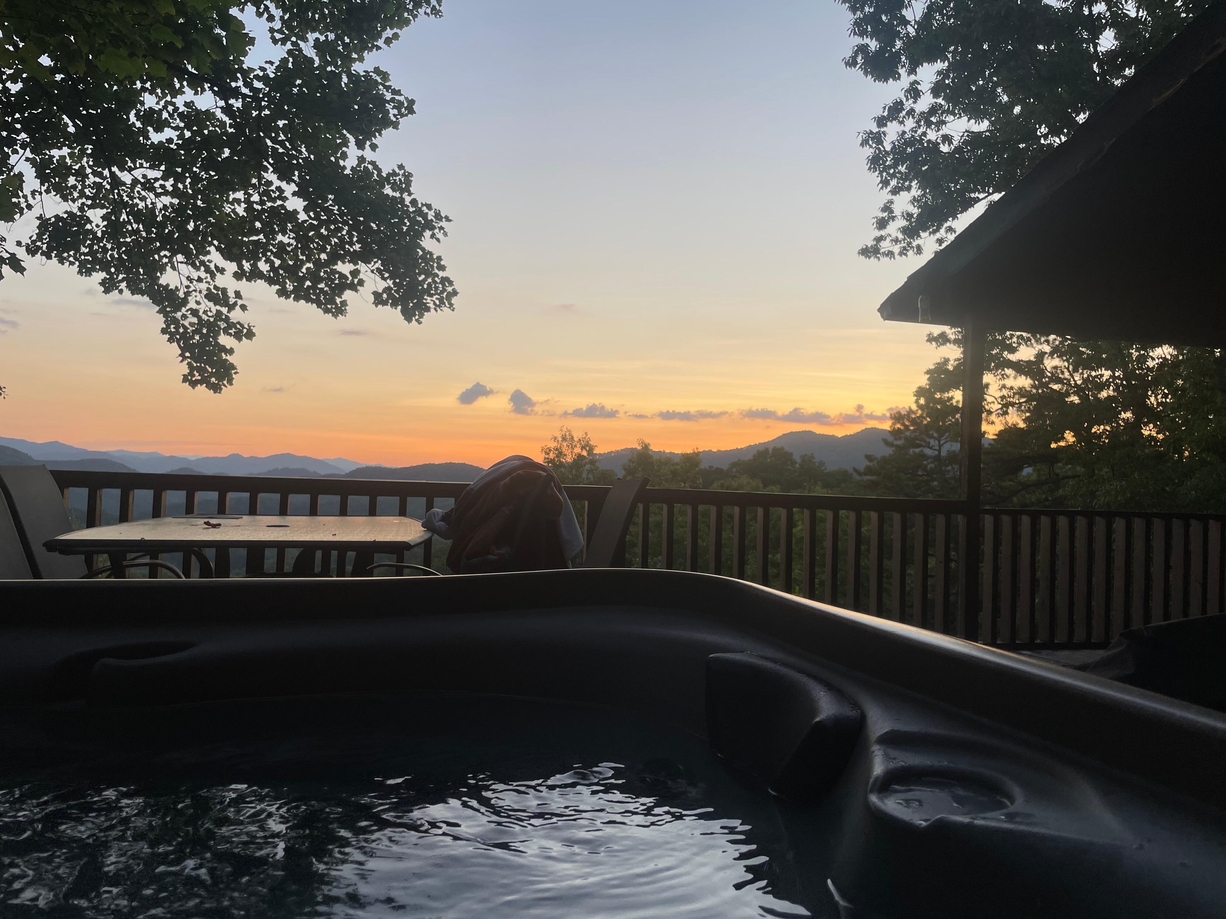 Hot tub and sunset