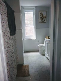 Bathroom was spacious and clean.