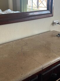 Cracked slab on dresser
