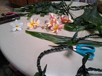 Lei making class - the local bus driver later complimented me on the lei, so that seems like success!