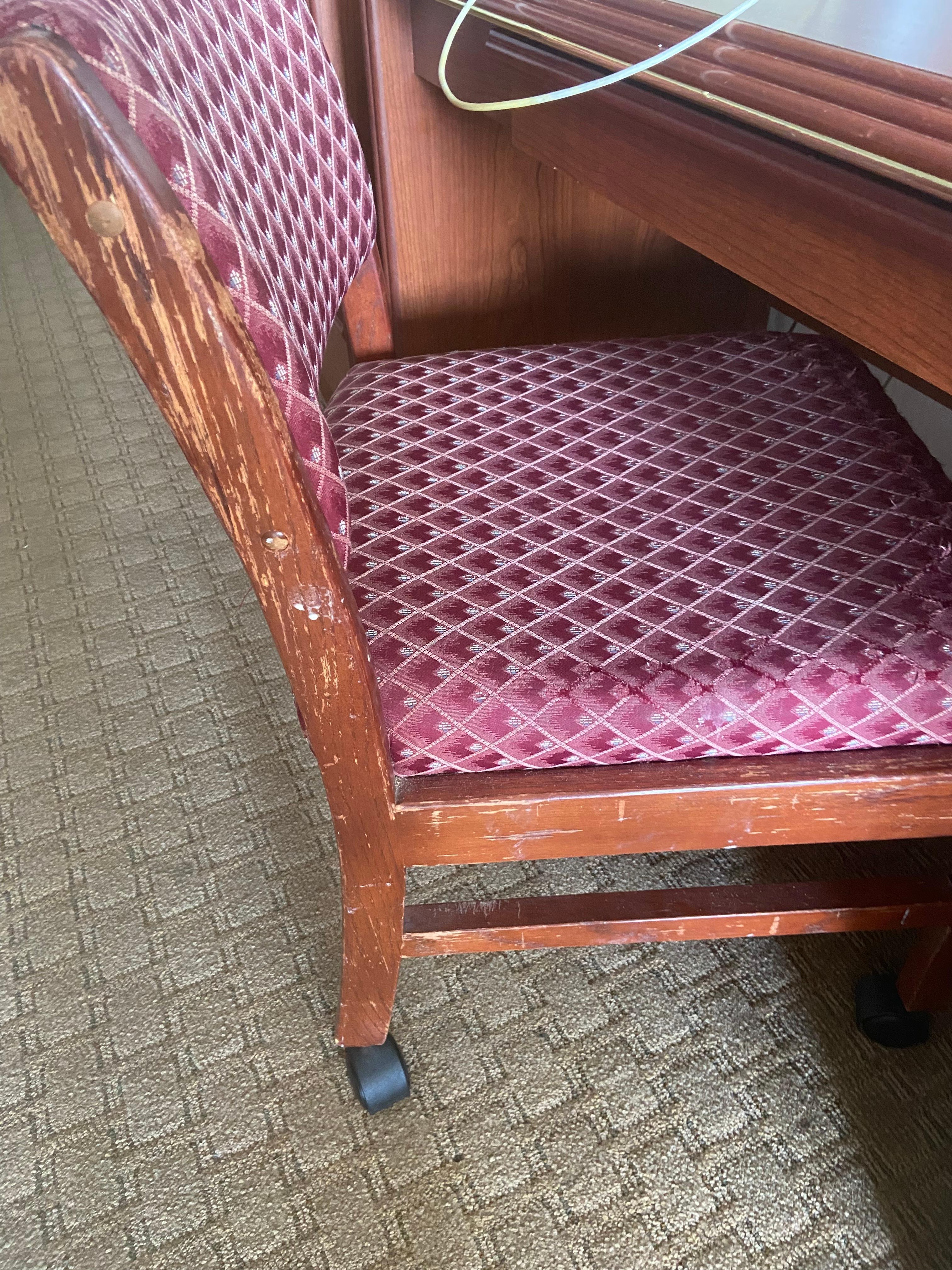 All chairs, tables, cabinets are badly scratched