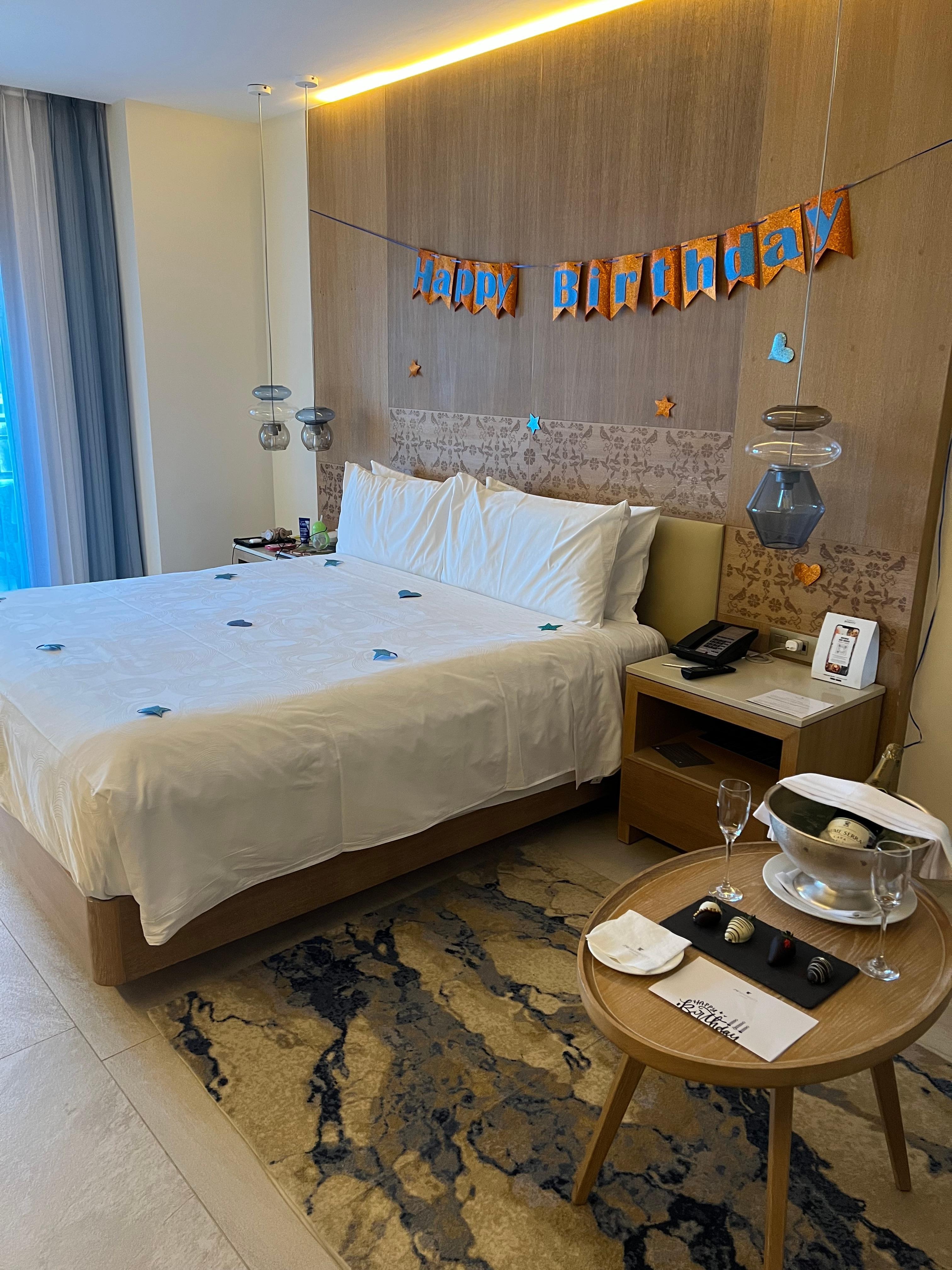 Birthday decor near the end of our trip (I didn’t mention it at time of booking but they made sure we were  taken care of)