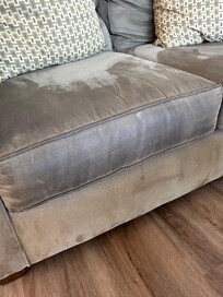 Couch in terrible condition.