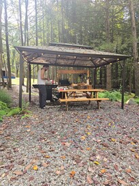 Cooking in the Owl's Nest's outdoor kitchen