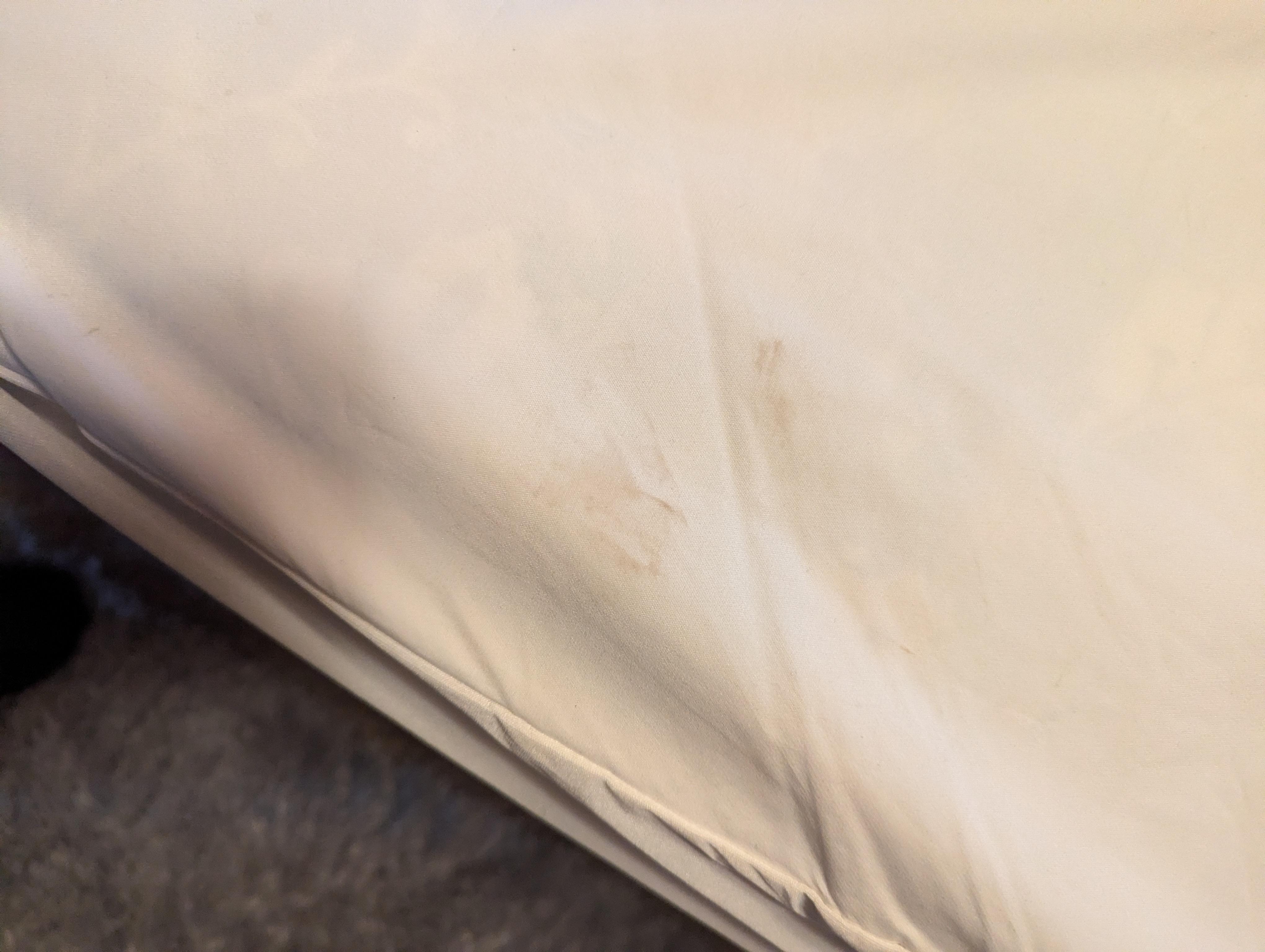 Work thin mattress with dirty mattress cover 