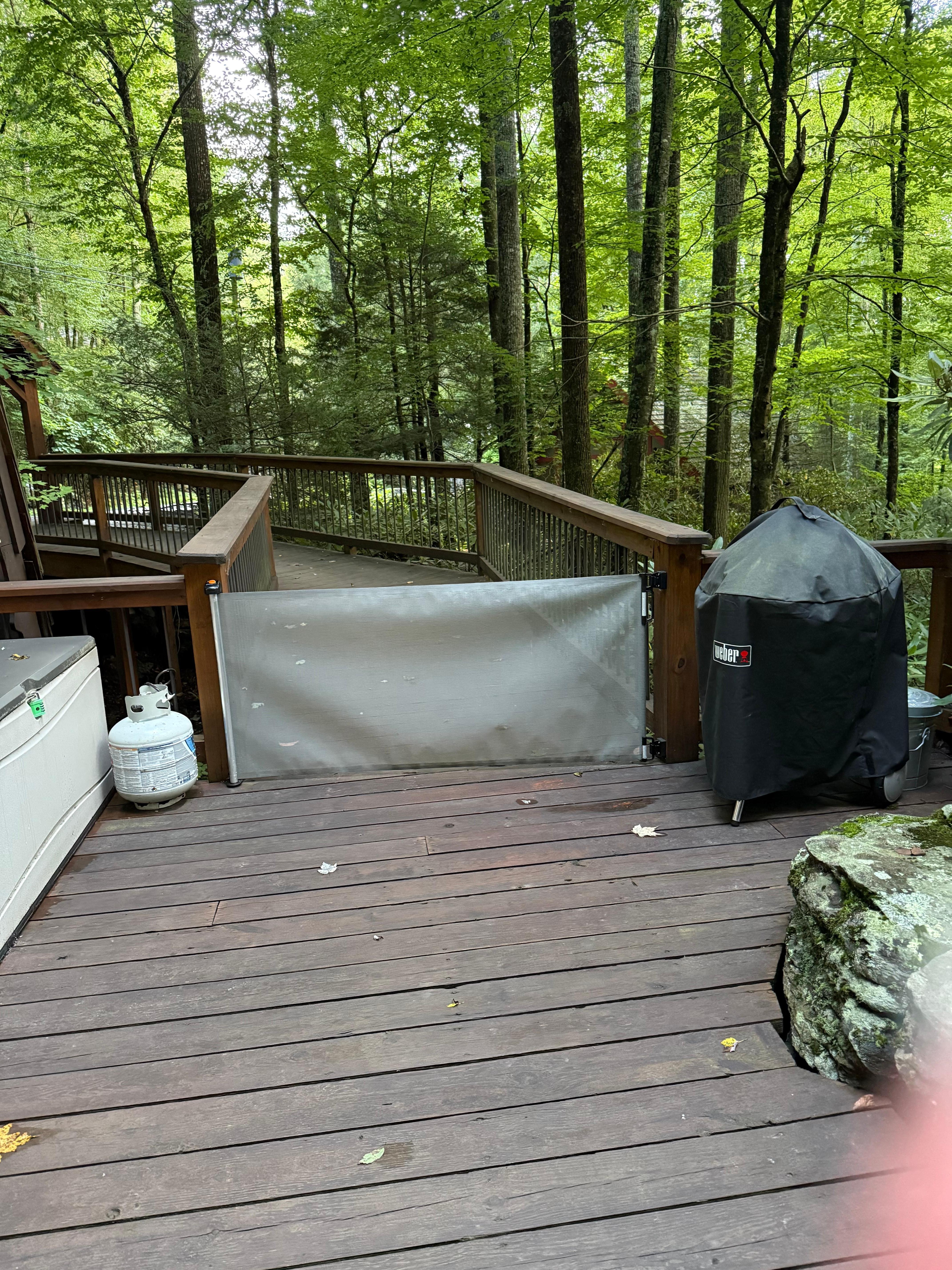 Deck has removable gates to keep kids safer. 