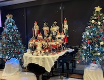 Colorful nutcrackers and Christmas trees