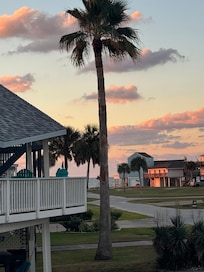 View of sunrise from deck.