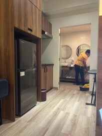 Maintenance repairing both the lighted mirrors.