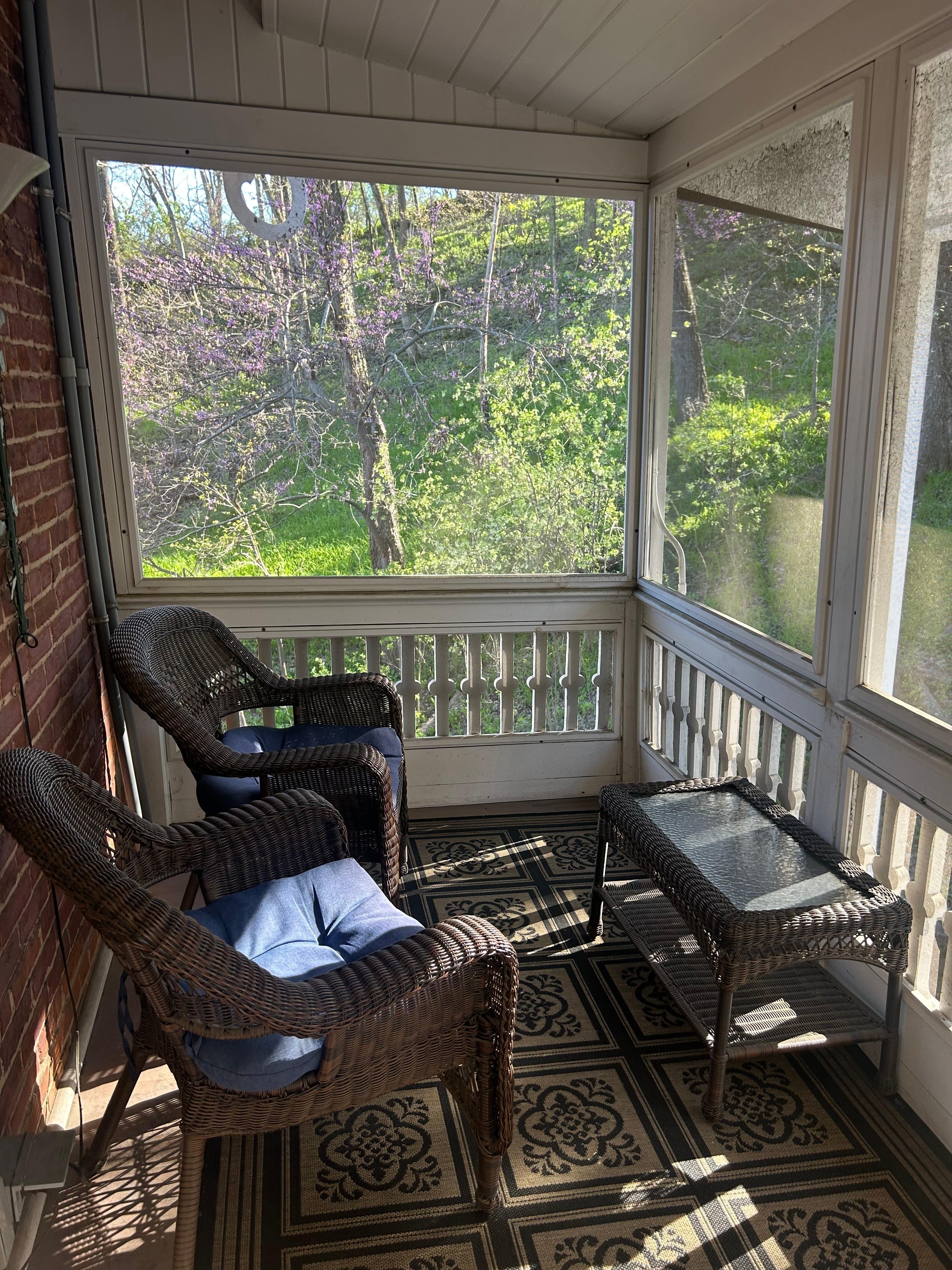 Screened balcony off our bedroom 