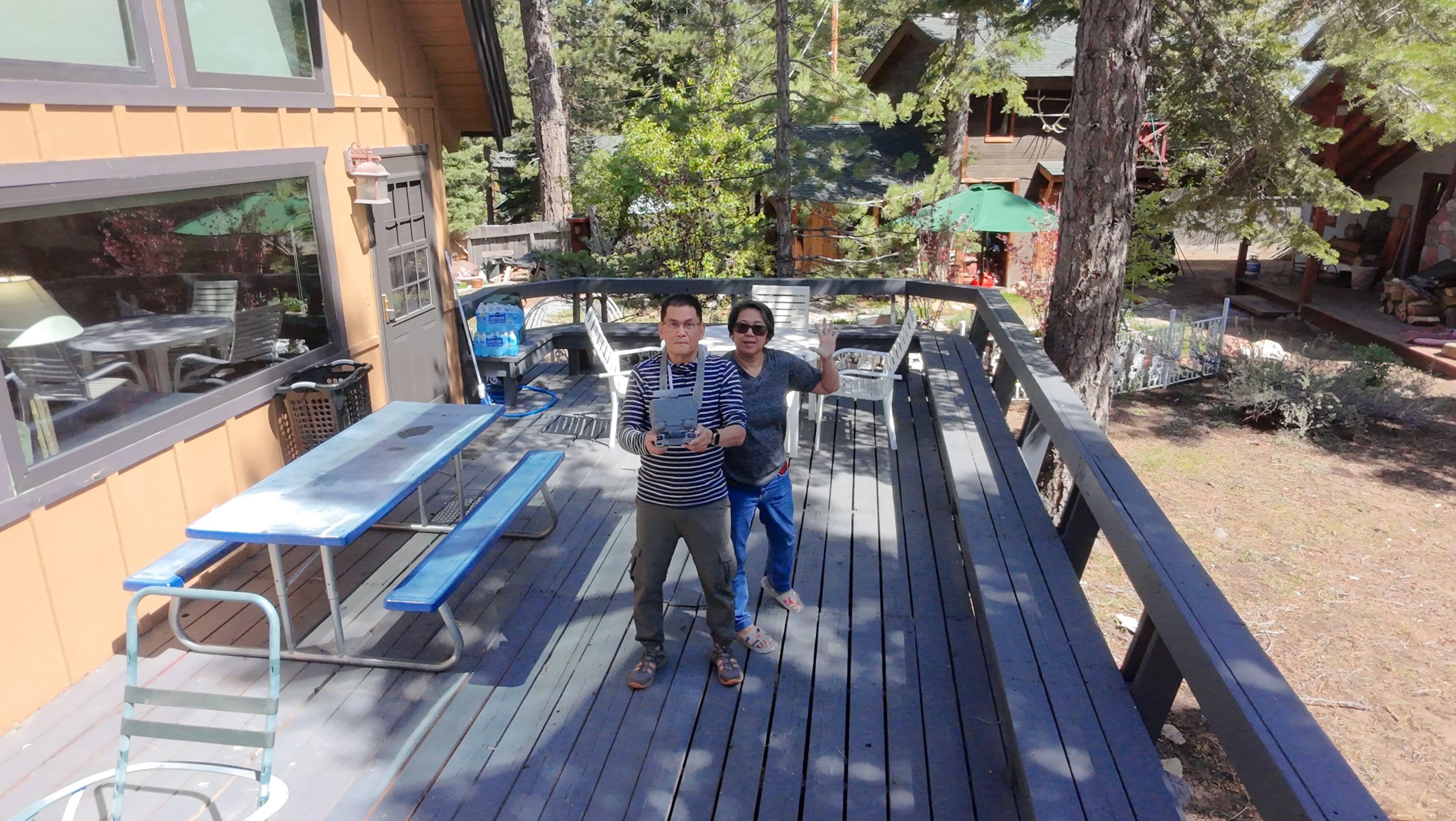 Playing with camera at the back porch