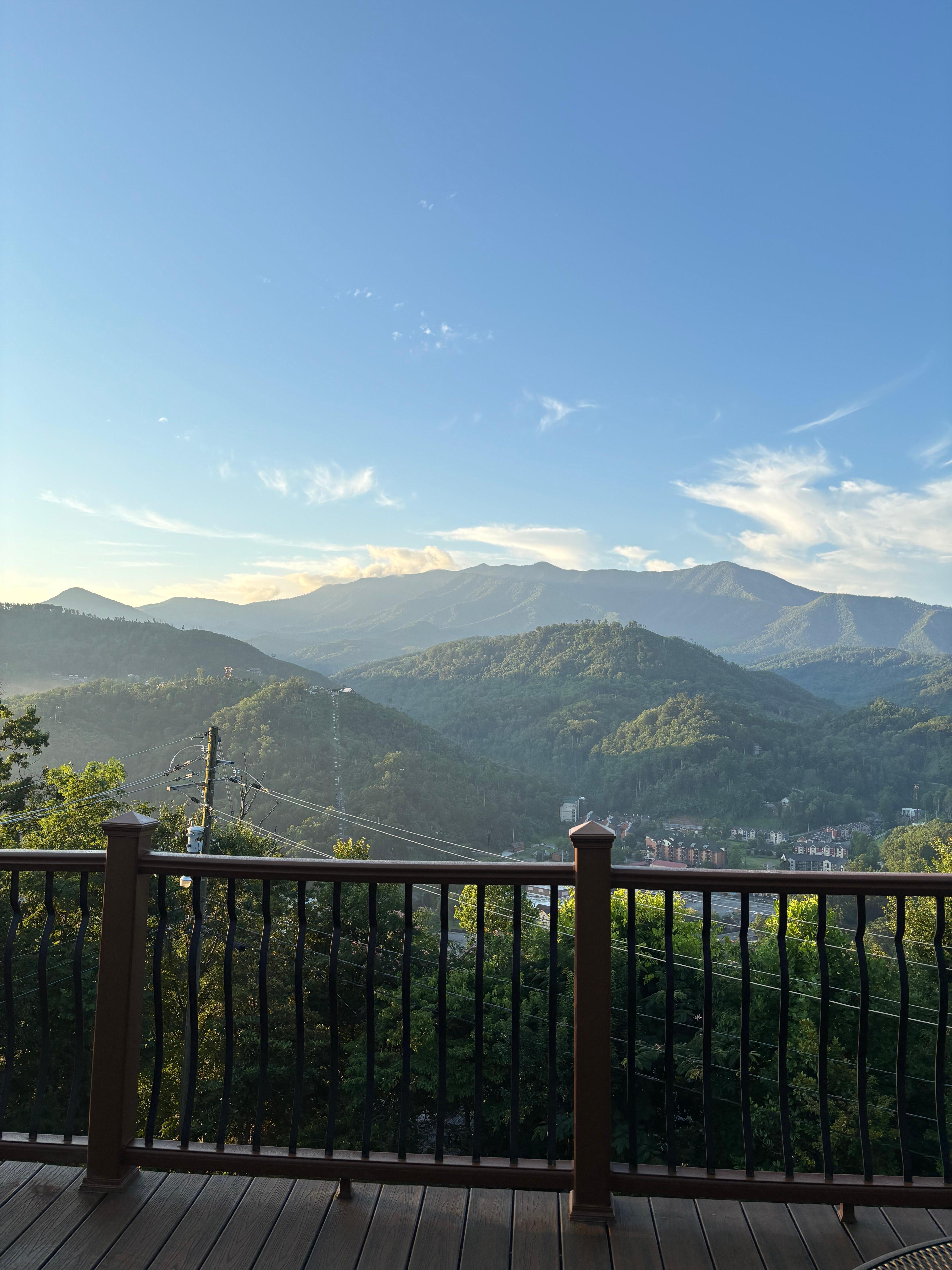 Balcony view of Smokey Mountains.