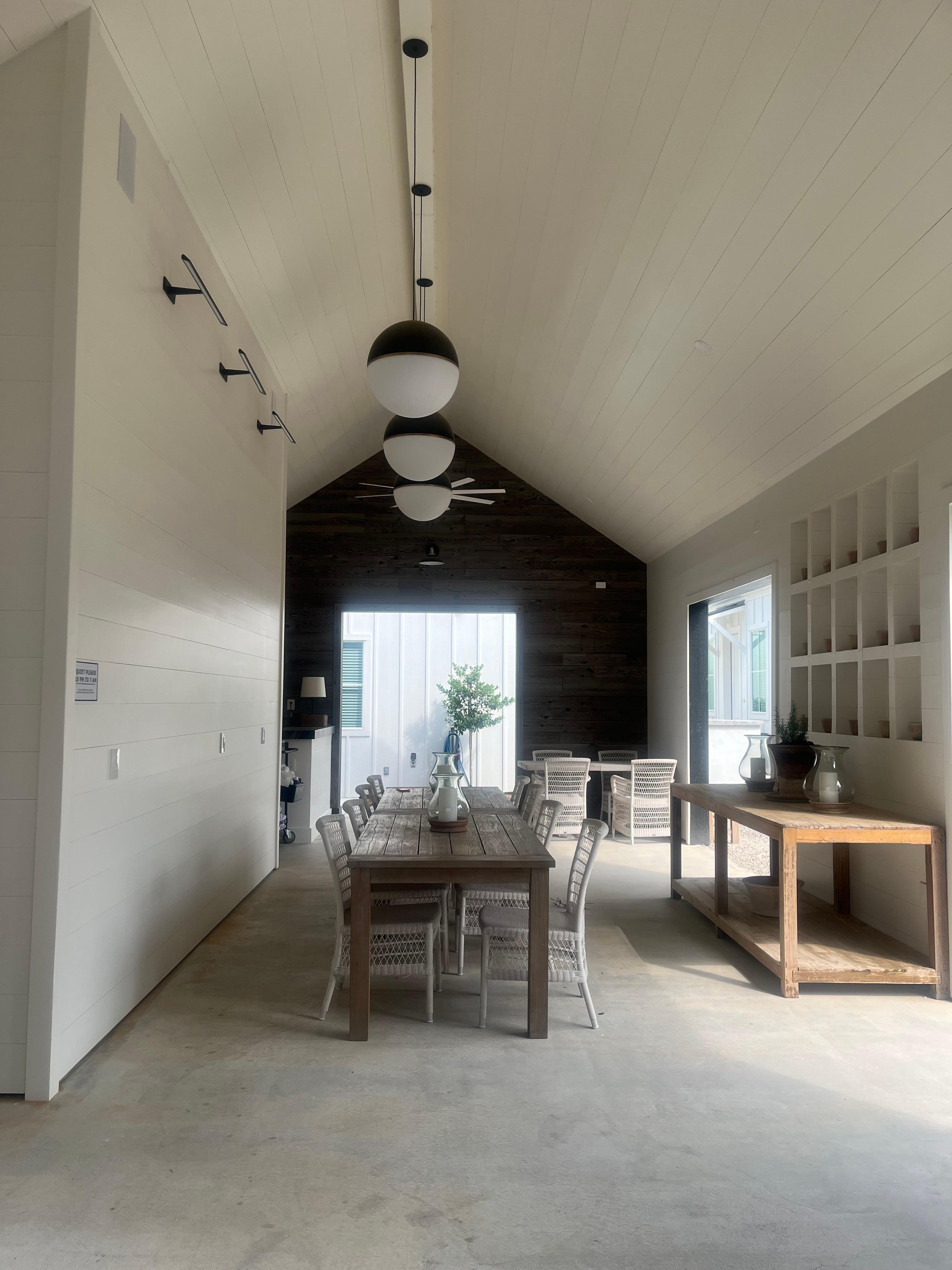 Seating area overlooking courtyard