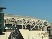 View of the new stadium from the townhouse window.