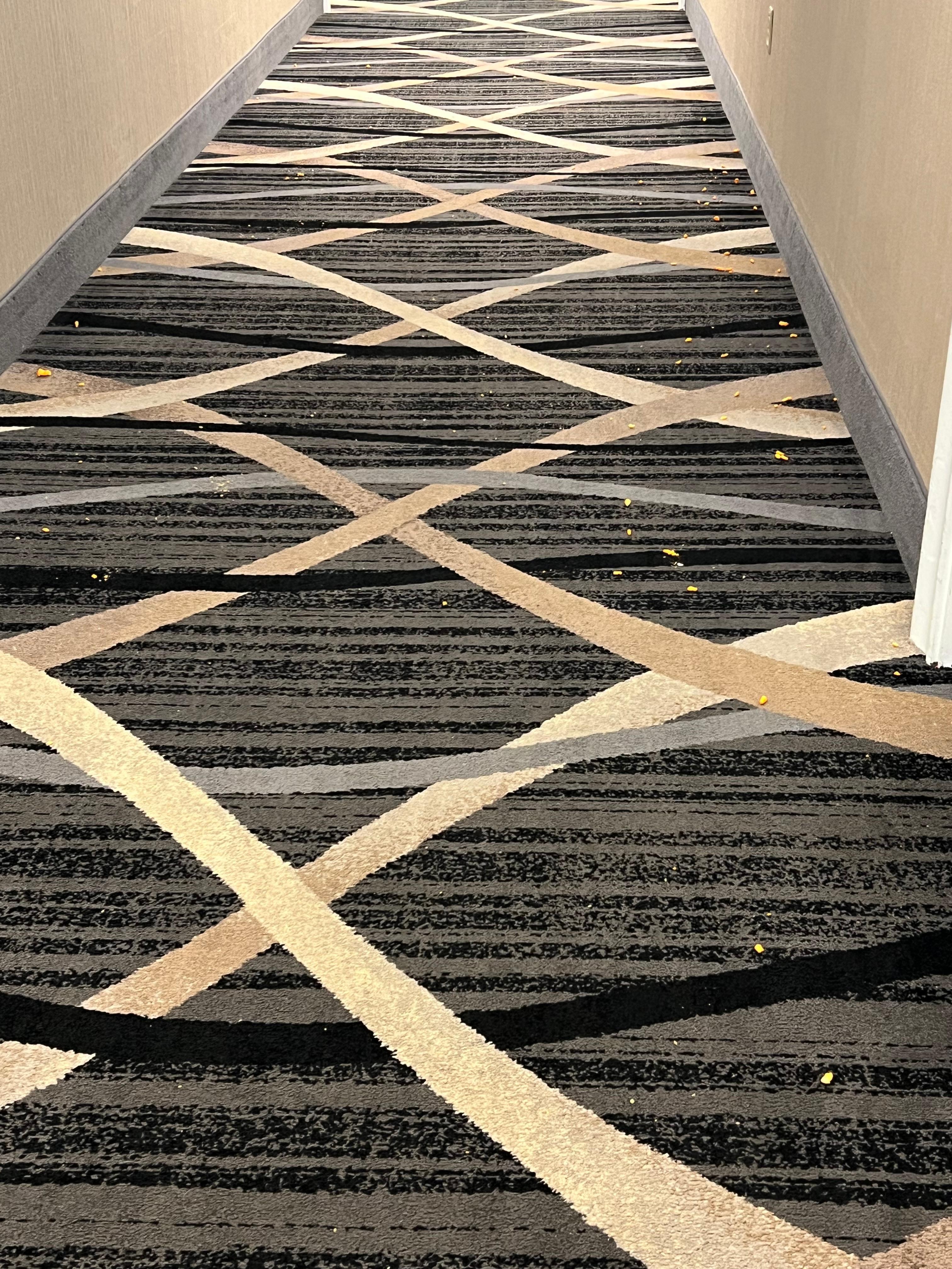 Hallway was filthy with Cheetos 