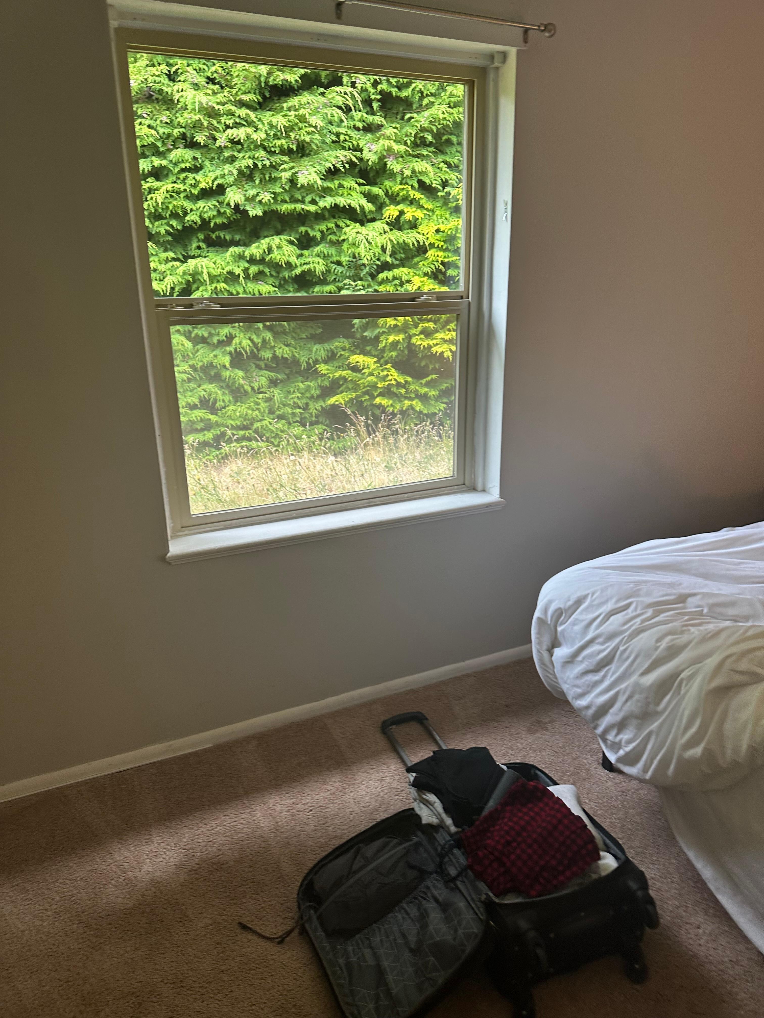 One of the bedroom without a blind.