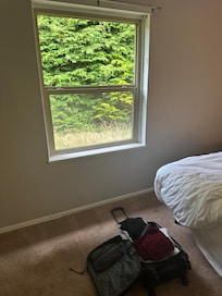 One of the bedroom without a blind.
