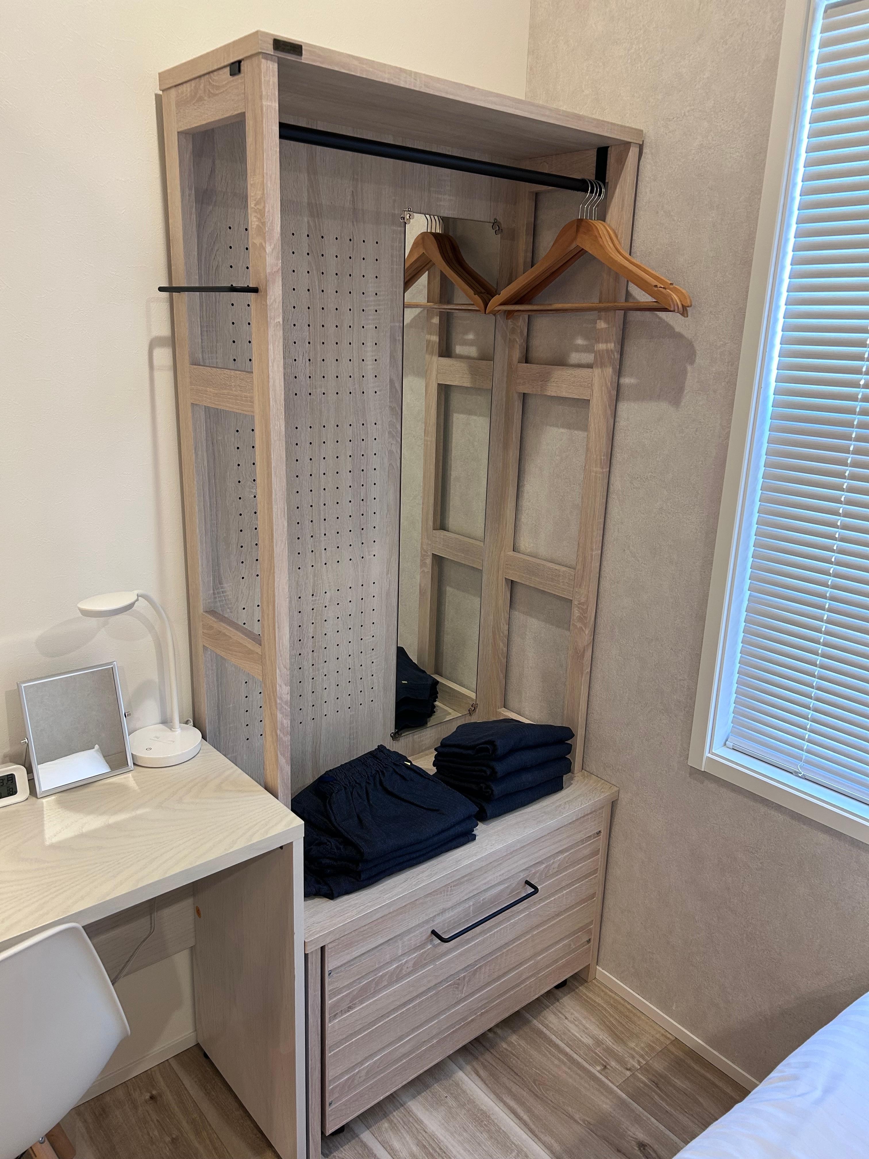 Ample hanging space and the room comes with comfy sleepwear