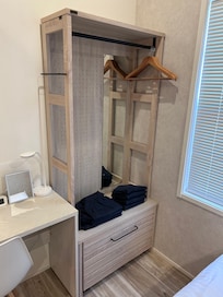 Ample hanging space and the room comes with comfy sleepwear