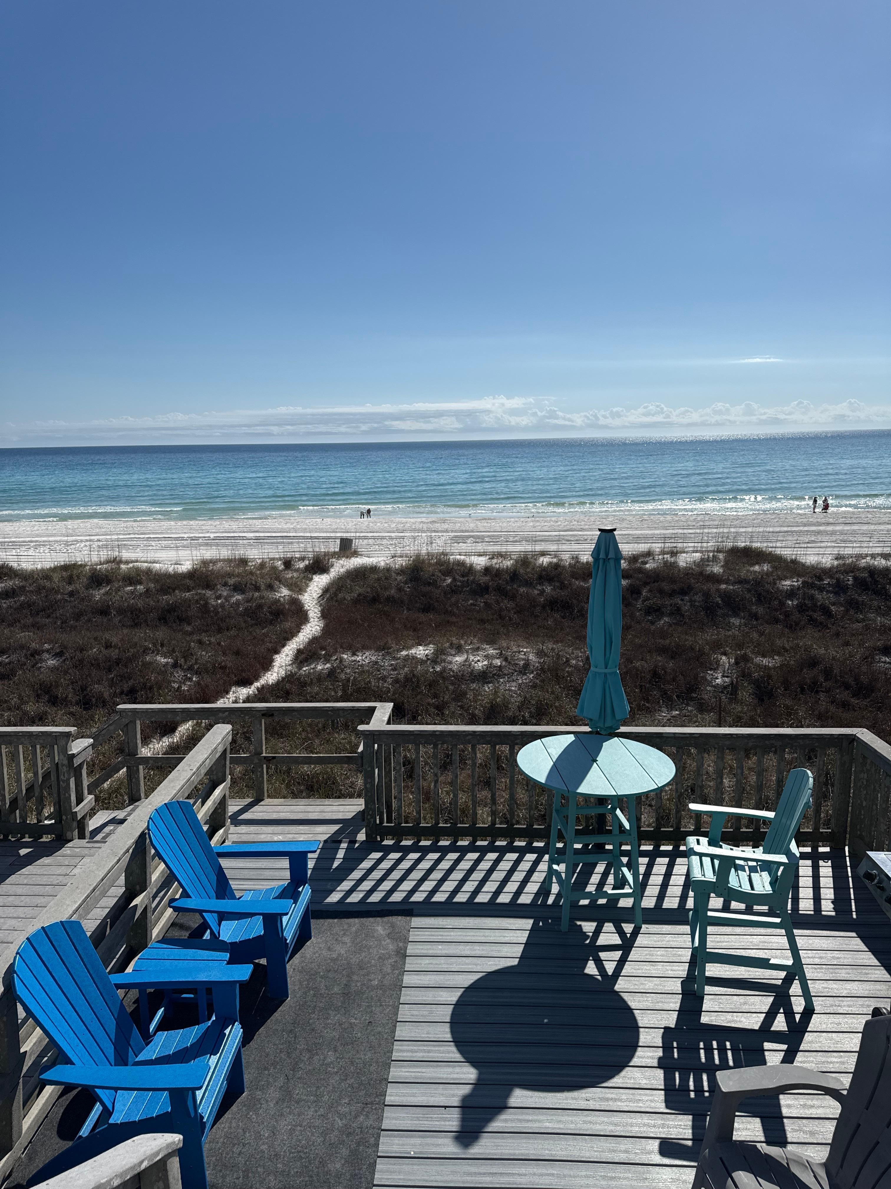 View from upper deck of living room.