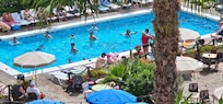 The pool area.