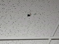 Toothpaste on the ceiling and a hole