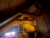 Above the bed I couldn’t help thinking this was a nanny cam.