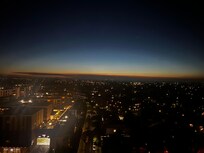 Night view looking over bay from room