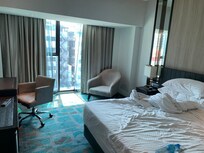 right before I leave the room.