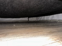 Dirty floor under the bed.