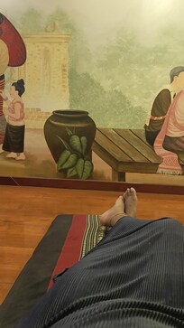 One of the designated areas for you to talk on your cell phone and eat.