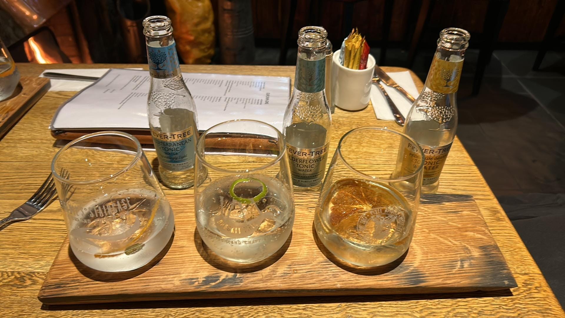 Outstanding flight of gin distilled on the premises