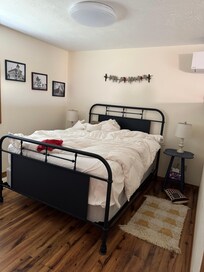 Comfy bed and decorated so cute!