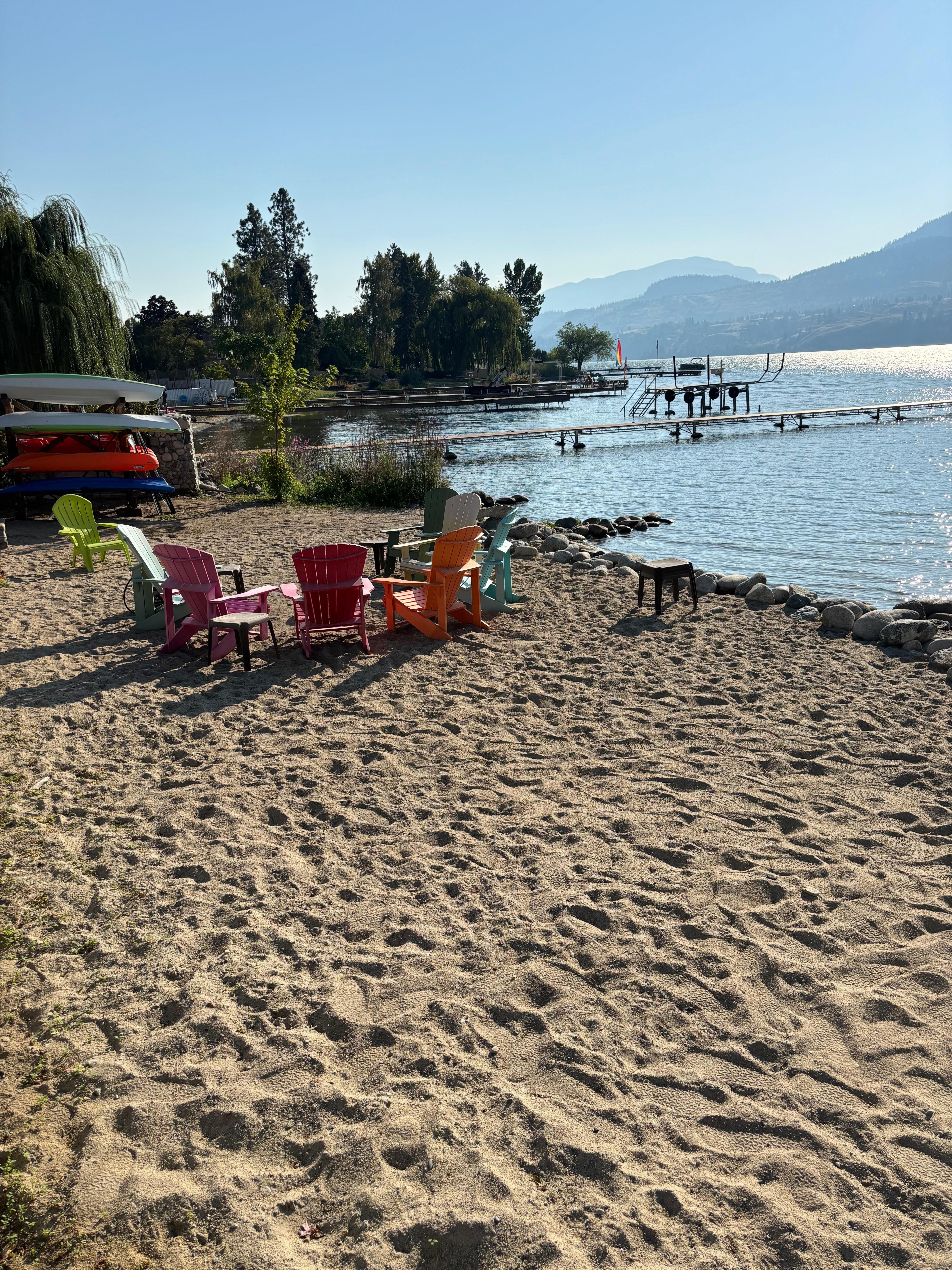 Firepit seating on private beach