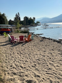 Firepit seating on private beach