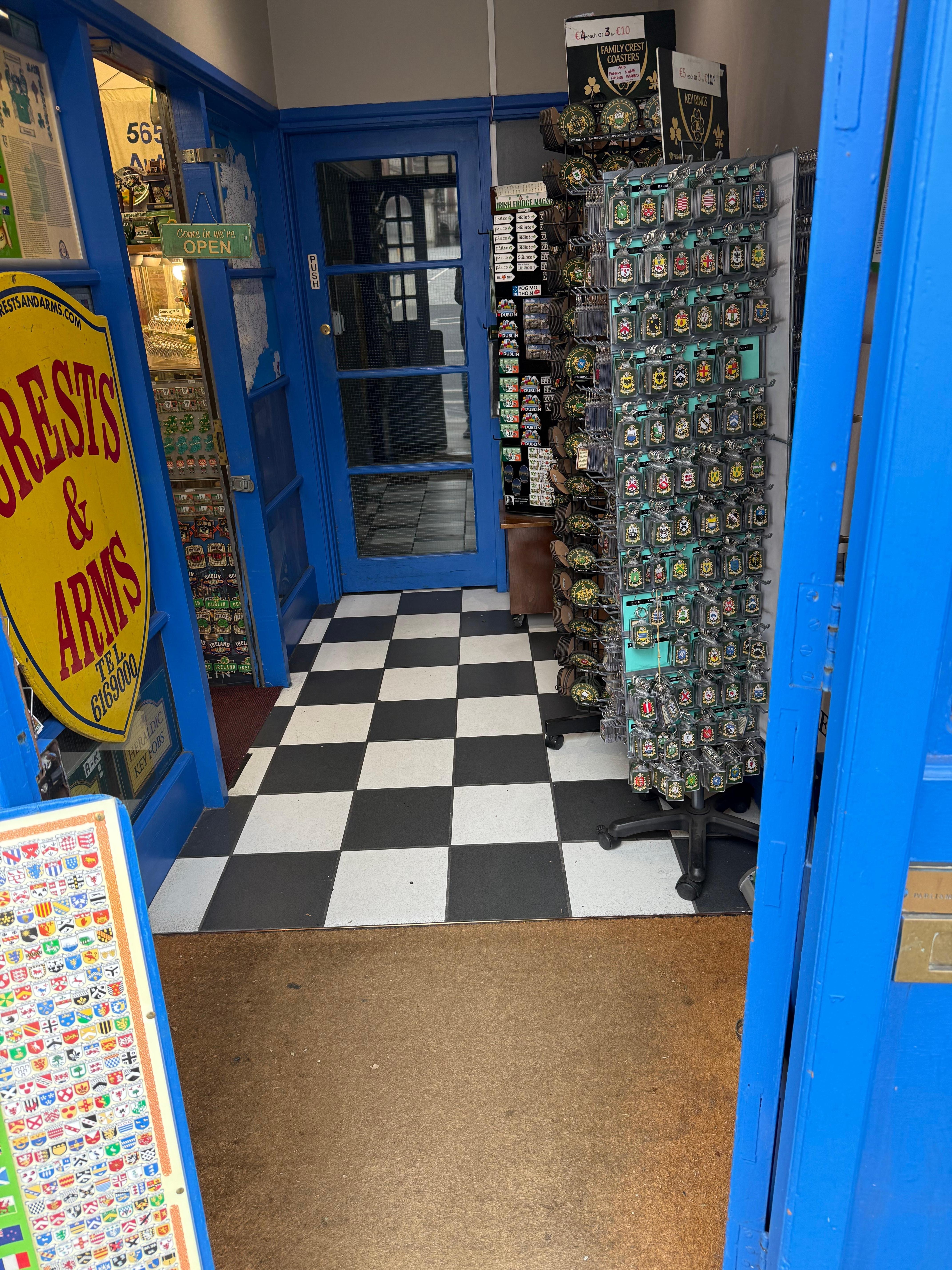 Restricted entry through a shop.