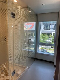 Shower and toilet area.