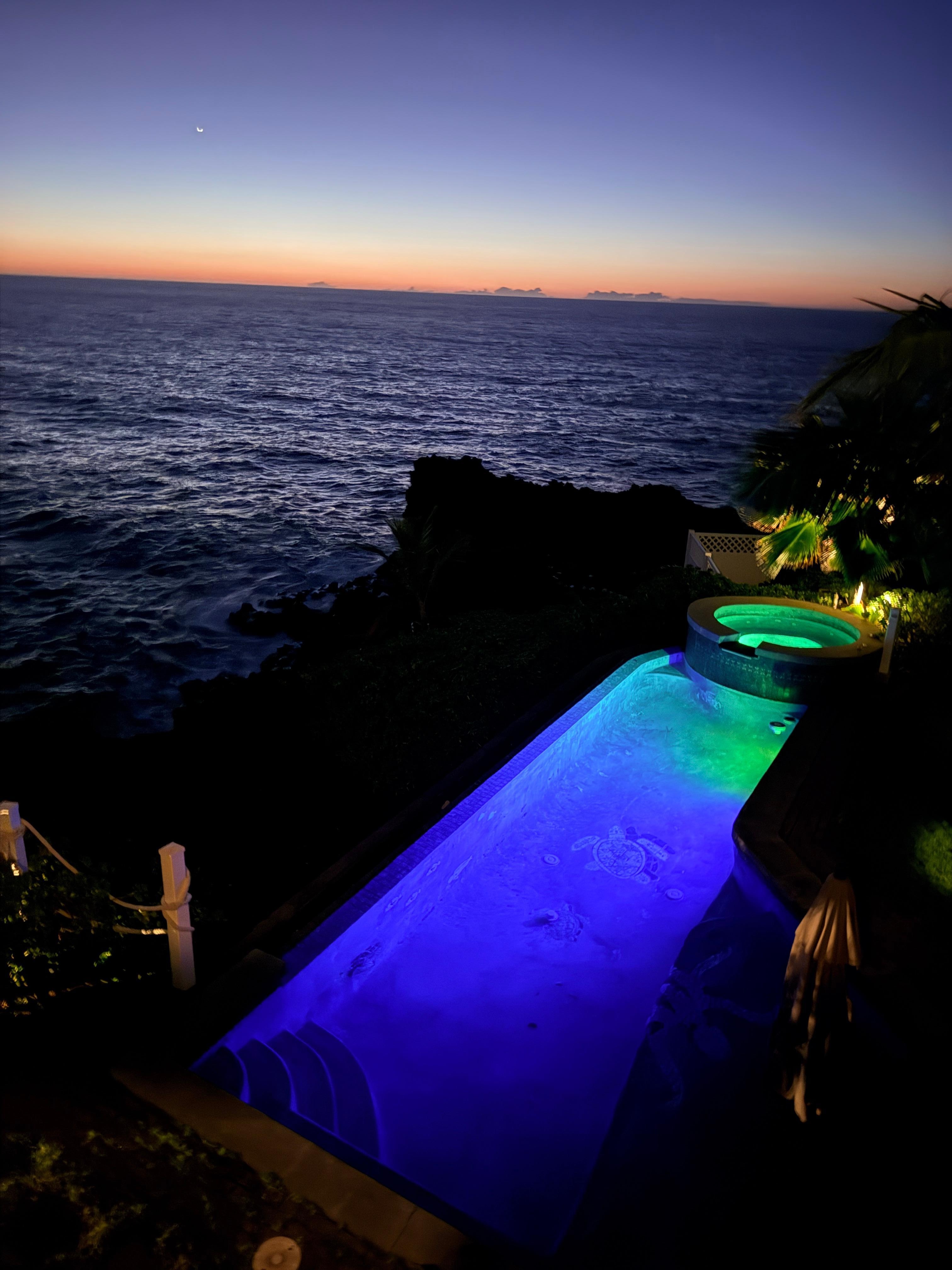 Ocean view pool and hot tub