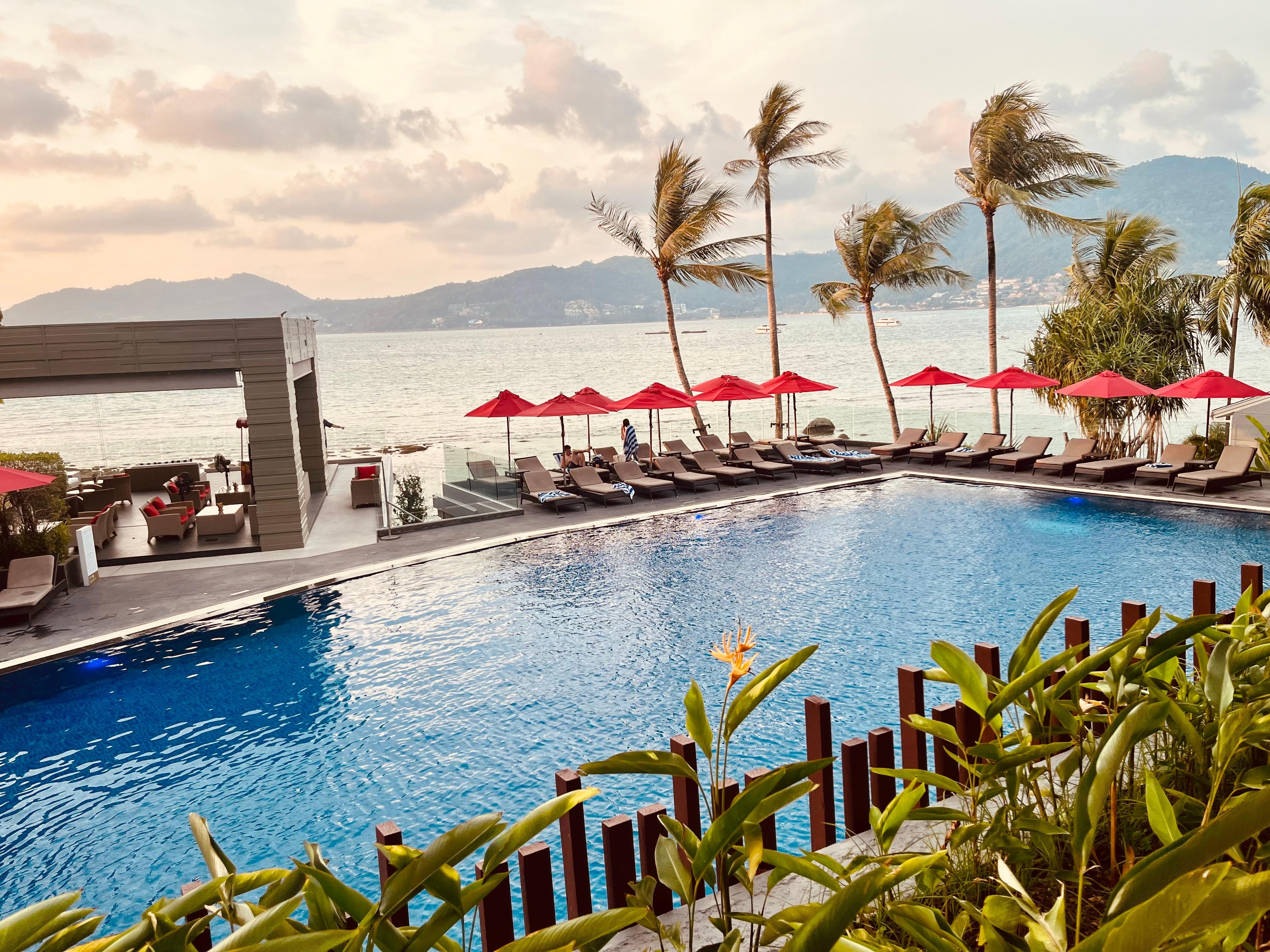 Overlooking the pool
